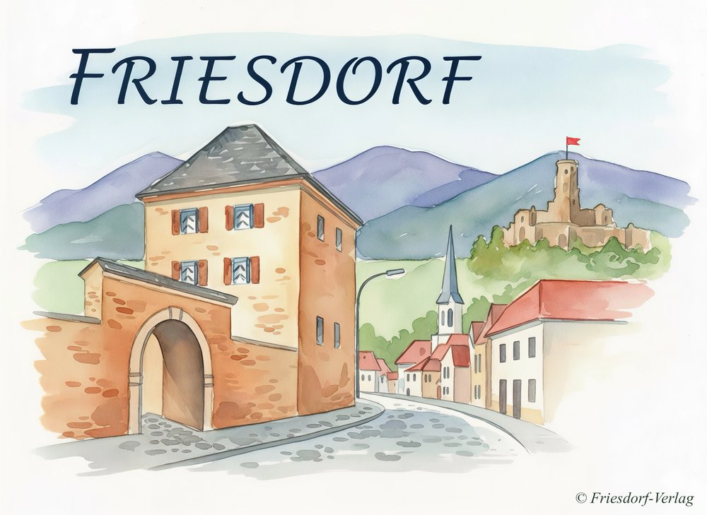 Aufkleber mit der Skyline von Friesdorf — Friesdorf-Verlag